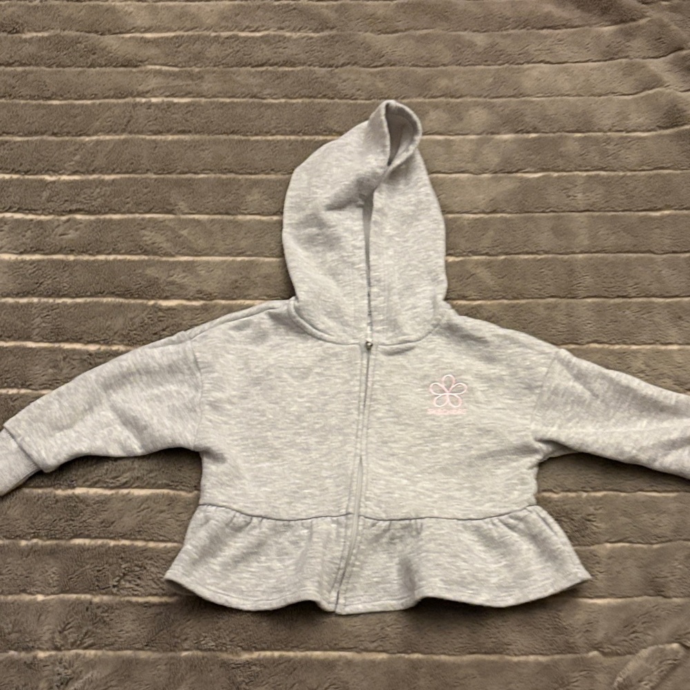 Skechers Gray Kids Hoodie with Ruffle Detail